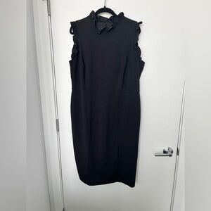 Maggy London Black Ruffle Midi Dress